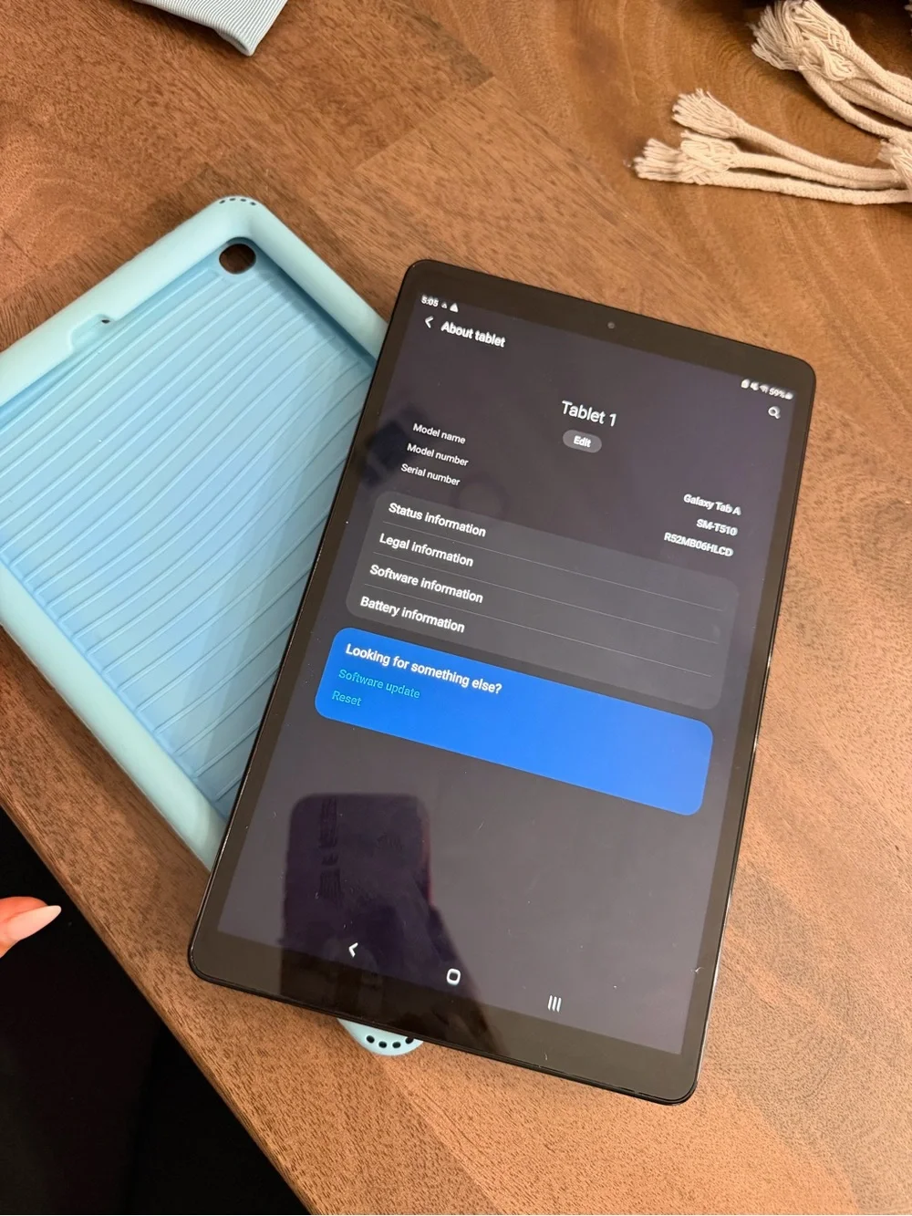 Samsung Tablet with Light Blue Protective Case